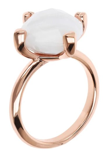 Bague Bronzallure Cocktail Agate blanche facetté - Bronzallure - Bijouterie TAMARA