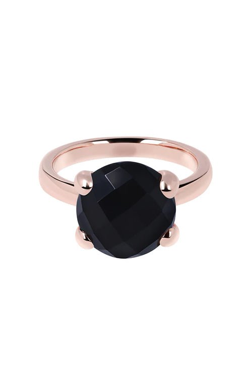 Bague Bronzallure Felicia cocktail plaqué or et onyx noir - Bronzallure - Bijouterie TAMARA