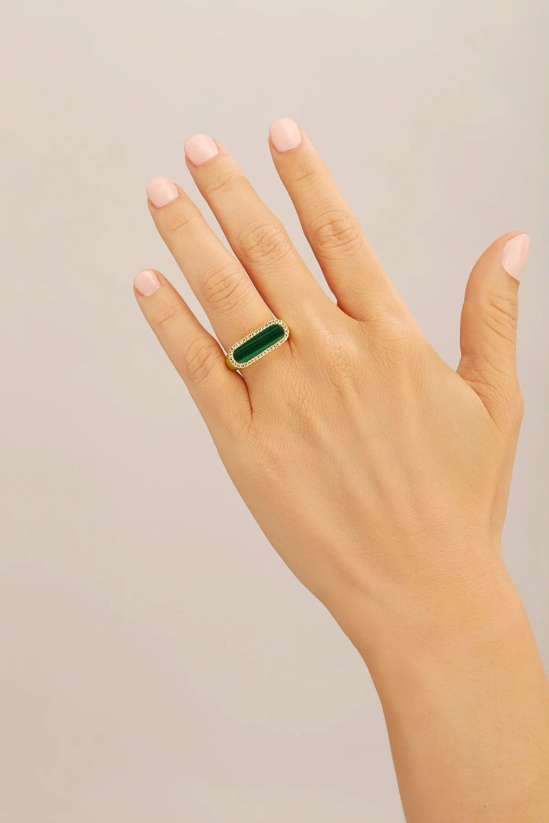 Bague Charles Garnier STYLES Malachite Argent doré oxydes - Charles Garnier - Bijouterie TAMARA