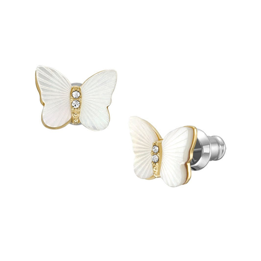 Boucles d’oreilles Fossil Radiant Wings papillon en nacre blanche - Fossil - Bijouterie TAMARA