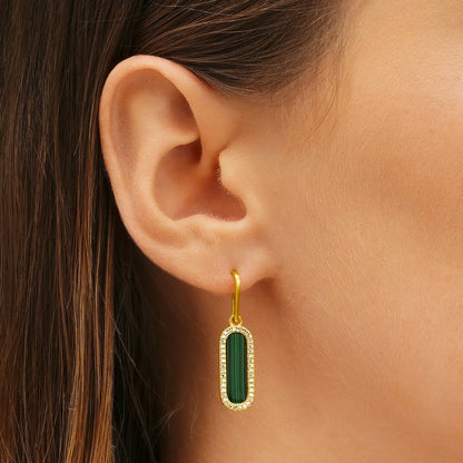 Boucles d’oreilles pendantes Charles Garnier STYLES Malachite Argent doré oxydes - Charles Garnier - Bijouterie TAMARA