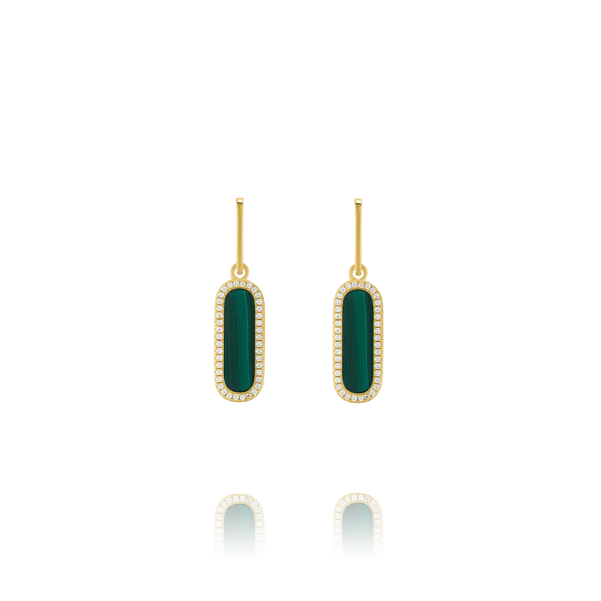 Boucles d’oreilles pendantes Charles Garnier STYLES Malachite Argent doré oxydes - Charles Garnier - Bijouterie TAMARA