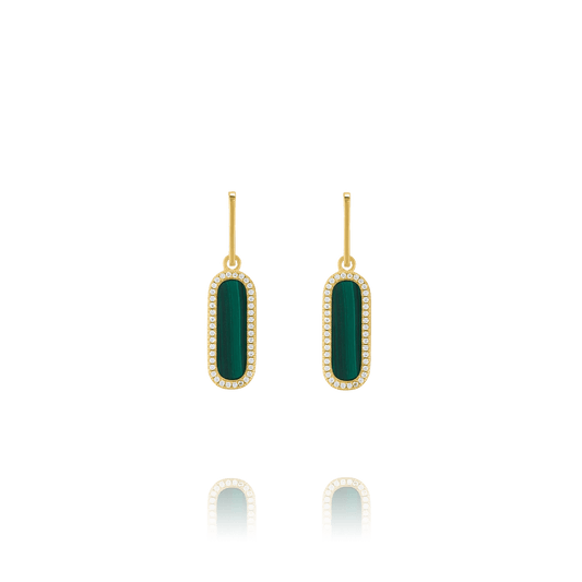 Boucles d’oreilles pendantes Charles Garnier STYLES Malachite Argent doré oxydes - Charles Garnier - Bijouterie TAMARA