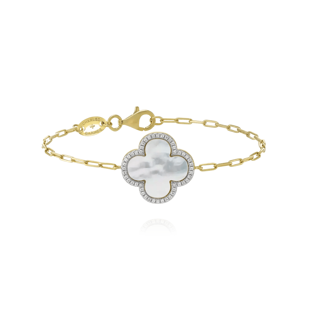 Bracelet Charles Garnier LÉGENDE Trèfle Nacre Argent doré oxydes - Charles Garnier - Bijouterie TAMARA