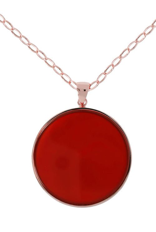 Collier Bronzallure Alba Big Disc plaqué or et cornaline rouge - Bronzallure - Bijouterie TAMARA