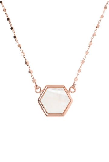 Collier Bronzallure Alba nacre blanche hexagonal - Bronzallure - Bijouterie TAMARA