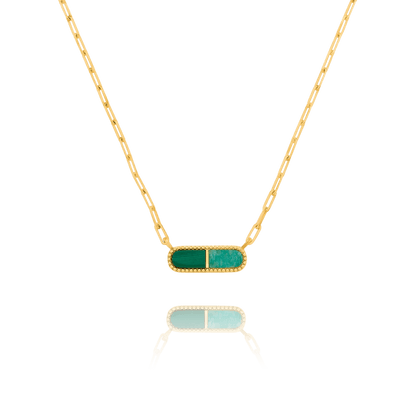 Collier Charles Garnier STYLES Bicolore Argent doré malachite amazonite - Charles Garnier - Bijouterie TAMARA