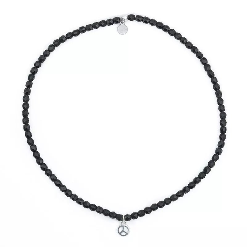 Collier PEACE Silver Noir mat - Bracelet 2 tours - Têtes Blondes - Bijouterie TAMARA