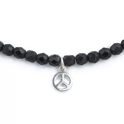 Collier PEACE Silver Noir mat - Bracelet 2 tours - Têtes Blondes - Bijouterie TAMARA