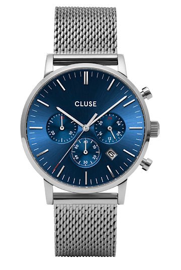 Montre CLUSE Aravis chrono mesh Bleu - Cluse - Bijouterie TAMARA