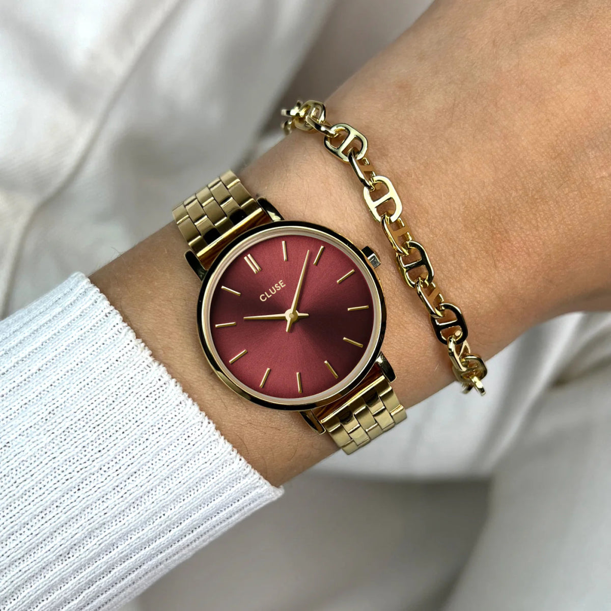 Montre CLUSE Boho Chic Petite Dorée Rouge cerise - Cluse - Bijouterie TAMARA