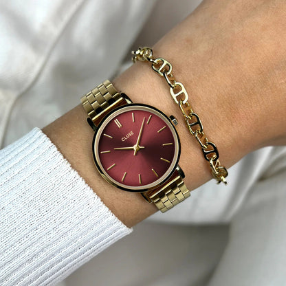 Montre CLUSE Boho Chic Petite Dorée Rouge cerise - Cluse - Bijouterie TAMARA