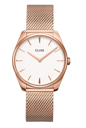 Montre CLUSE Féroce Mesh Rose dorée Blanc - Cluse - Bijouterie TAMARA