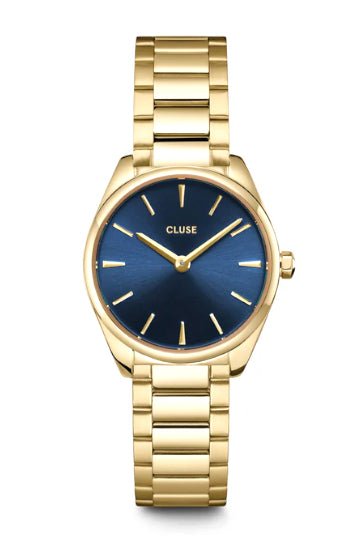 Montre CLUSE Féroce Mini Dorée Bleue - Cluse - Bijouterie TAMARA