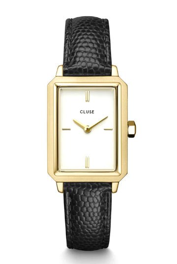 Montre CLUSE Fluette Cuir noir dorée - Cluse - Bijouterie TAMARA