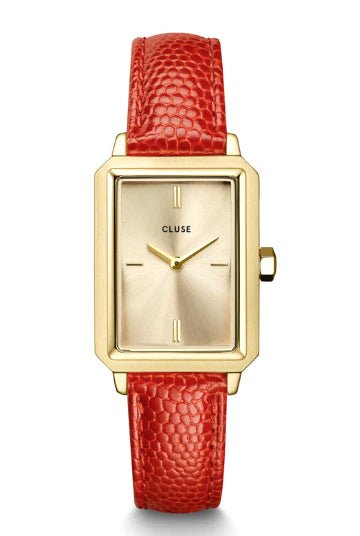 Montre CLUSE Fluette Cuir rouge dorée - Cluse - Bijouterie TAMARA