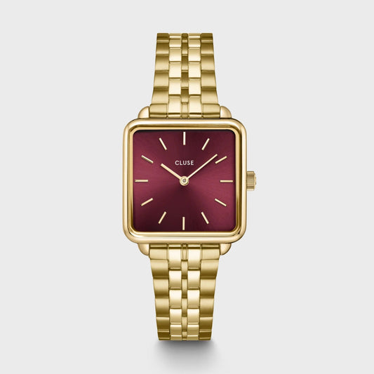 Montre CLUSE La Tétragone Dorée Rouge cerise - Cluse - Bijouterie TAMARA