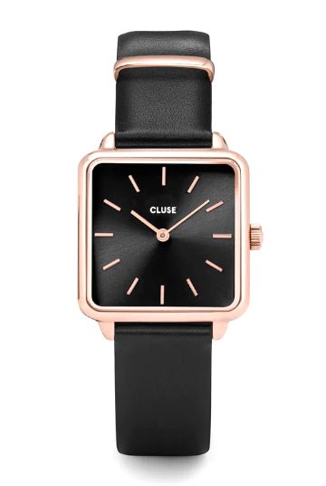 Montre CLUSE La Tétragone Noire Rose dorée - Cluse - Bijouterie TAMARA