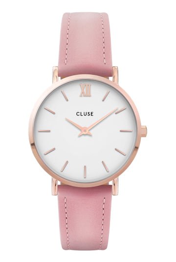 Montre CLUSE Minuit Cuir Rose Blanc - Cluse - Bijouterie TAMARA