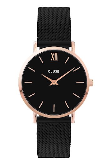 Montre CLUSE Minuit Mesh Noire et Rose dorée - Cluse - Bijouterie TAMARA