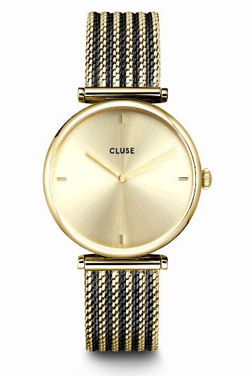 Montre CLUSE Triomphe Mesh Bicolore Noire Dorée - Cluse - Bijouterie TAMARA