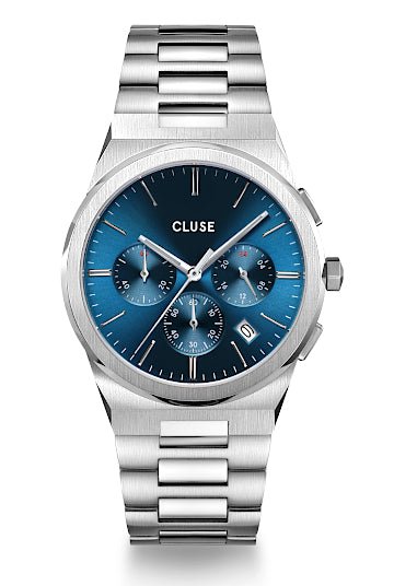 Montre CLUSE Vigoureux Chrono Acier Bleu - Cluse - Bijouterie TAMARA