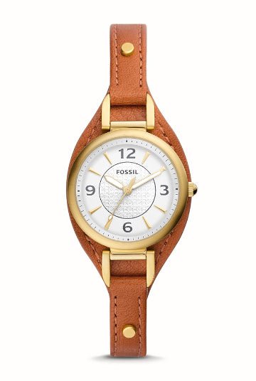 Montre FOSSIL Carlie doré cuir marron - Fossil - Bijouterie TAMARA