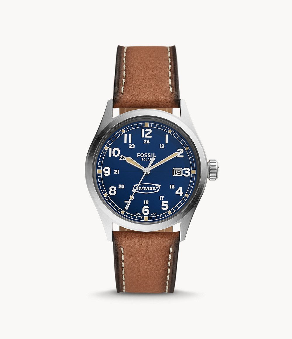 Montre FOSSIL Defender Bleu Cuir Marron - Fossil - Bijouterie TAMARA