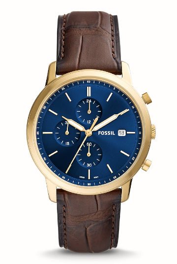 Montre FOSSIL Minimalist chronographe cuir Bleu - Fossil - Bijouterie TAMARA