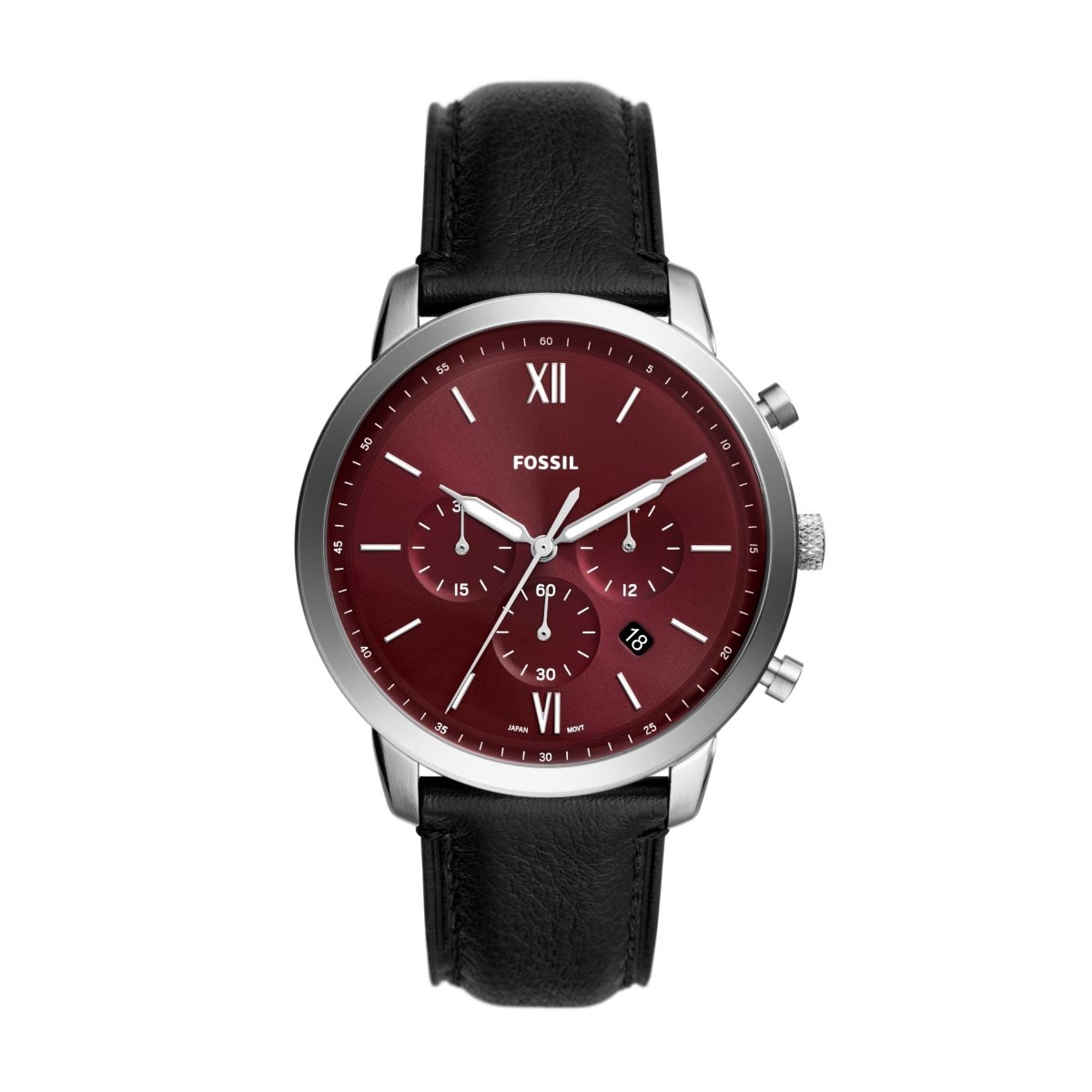 Montre FOSSIL Neutra Chrono rouge cuir noir - Fossil - Bijouterie TAMARA