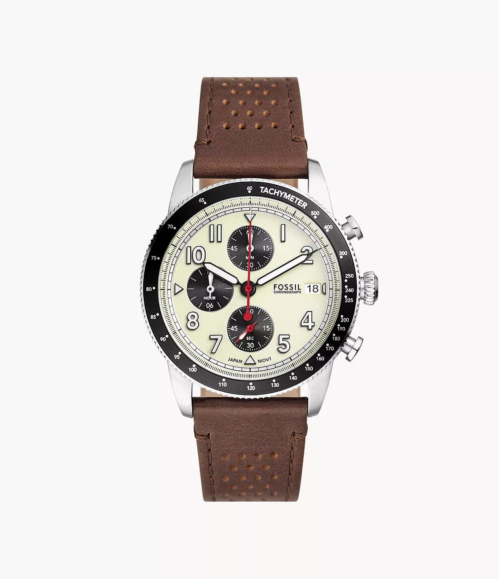 Montre FOSSIL Sport Tourer chronographe cuir marron - Fossil - Bijouterie TAMARA