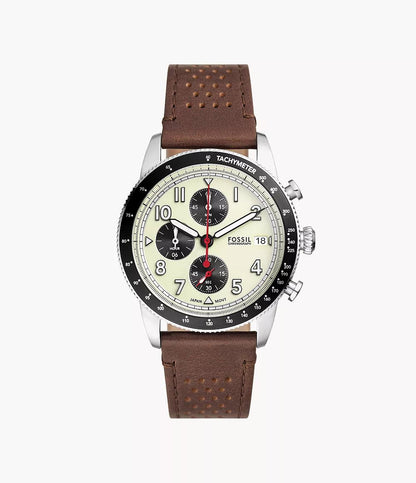 Montre FOSSIL Sport Tourer chronographe cuir marron - Fossil - Bijouterie TAMARA