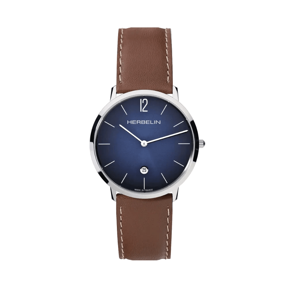 Montre HERBELIN City Bleue Cuir gold - Michel Herbelin - Bijouterie TAMARA