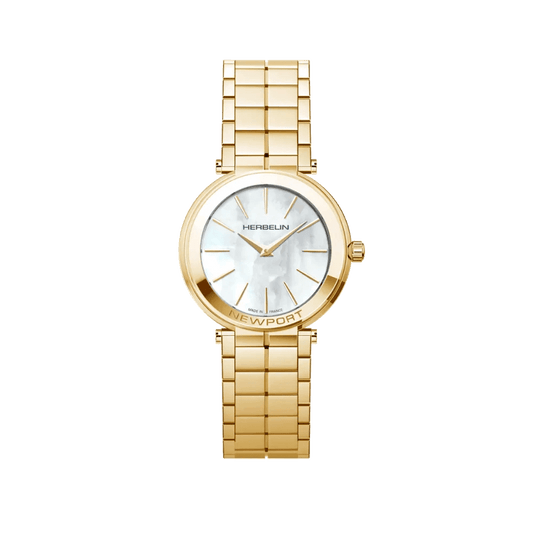 Montre HERBELIN Newport Slim femme dorée nacre blanche - Michel Herbelin - Bijouterie TAMARA