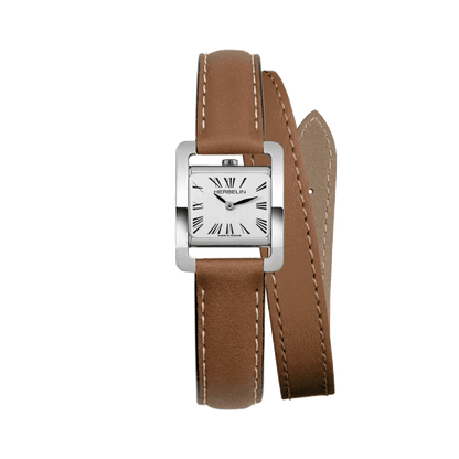 Montre HERBELIN V Avenue Acier cuir marron Double tour - Michel Herbelin - Bijouterie TAMARA