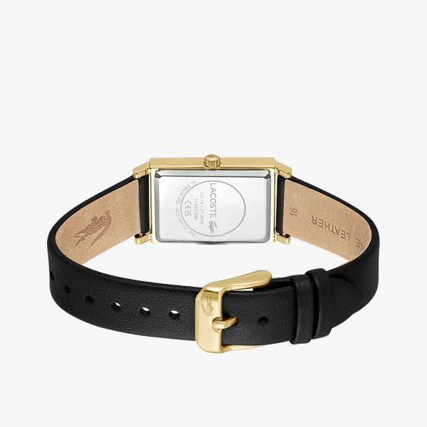 Montre LACOSTE Catherine rectangulaire dorée cuir noir - Lacoste - Bijouterie TAMARA