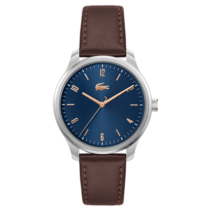 Montre LACOSTE Lisbon homme bleu cuir marron - Lacoste - Bijouterie TAMARA