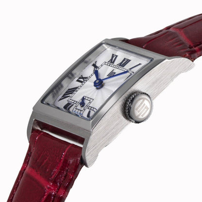 Montre LIP T18 Churchill C18 Argent Cuir Rouge - LIP - Bijouterie TAMARA