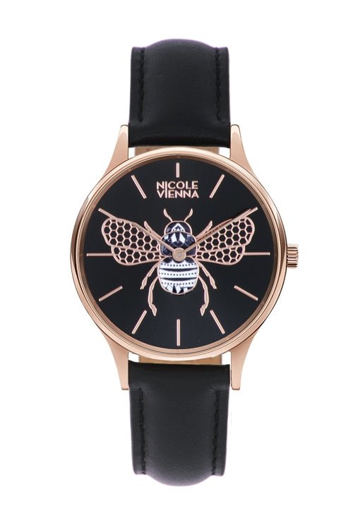 Montre Nicole VIENNA Leather Queens Black NV00100048 - Nicole Vienna - Bijouterie TAMARA