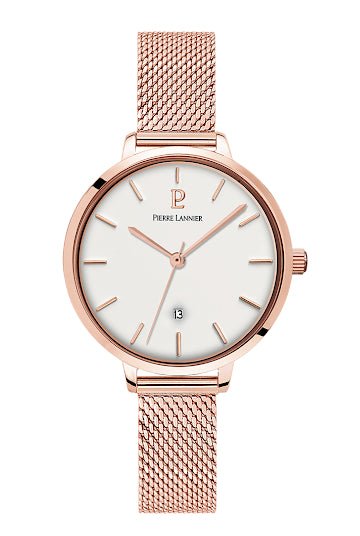 Montre Pierre Lannier Echo Maille milanaisie rose doré blanc - Pierre Lannier - Bijouterie TAMARA