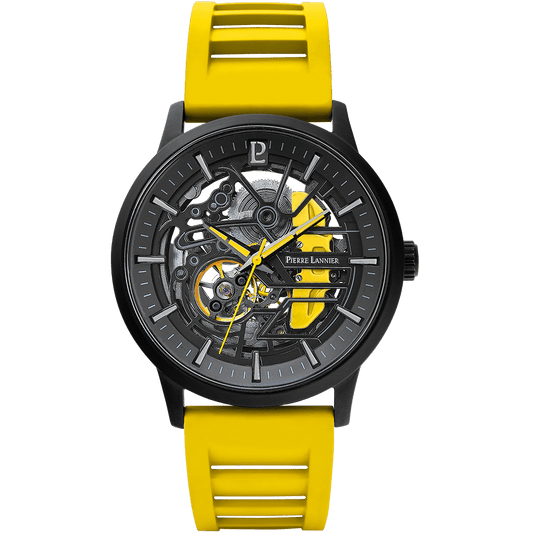 Montre Pierre Lannier PADDOCK automatique Noir Caoutchouc Jaune Cadran Noir - Pierre Lannier - Bijouterie TAMARA