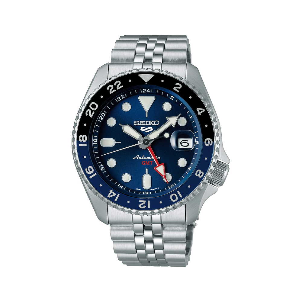 Montre SEIKO 5 Auto GMT Acier bleu - Seiko - Bijouterie TAMARA