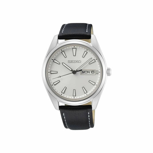 Montre SEIKO Classique Acier cuir noir - Seiko - Bijouterie TAMARA