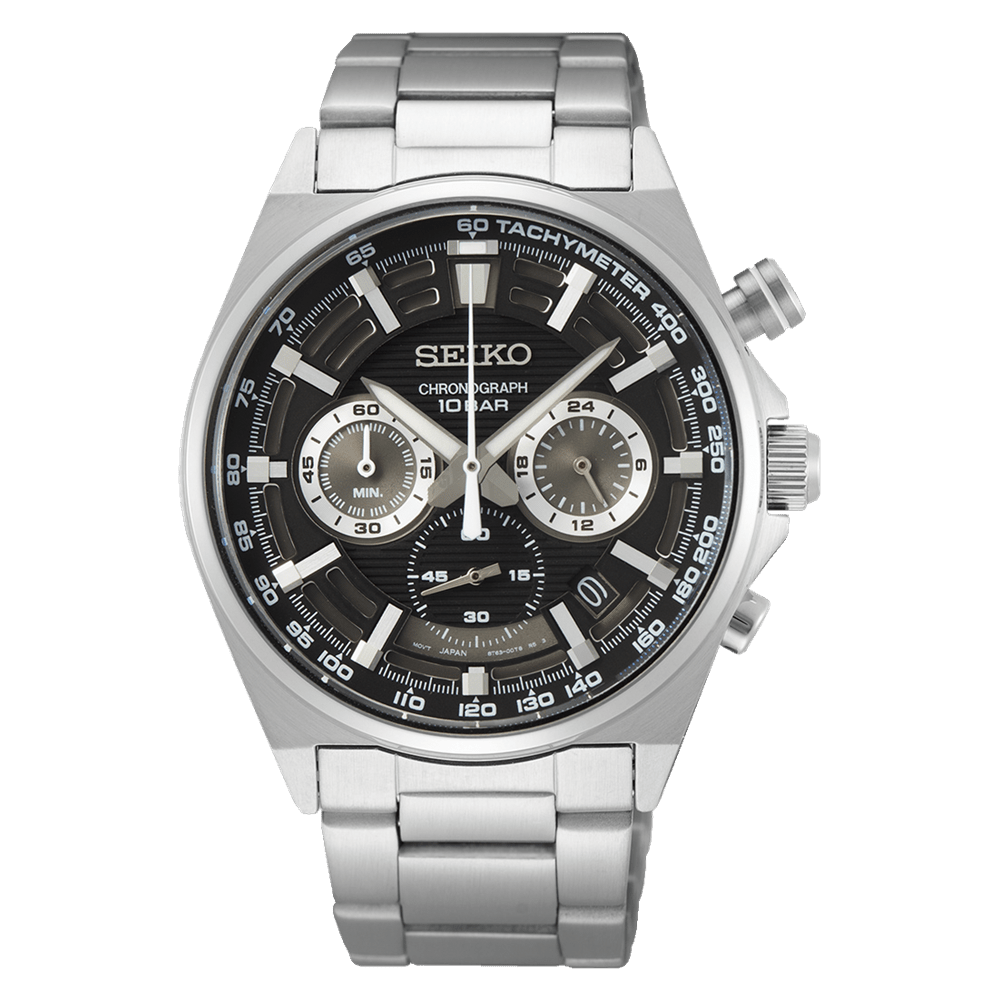 Montre SEIKO Sport Chrono Acier noir - Seiko - Bijouterie TAMARA