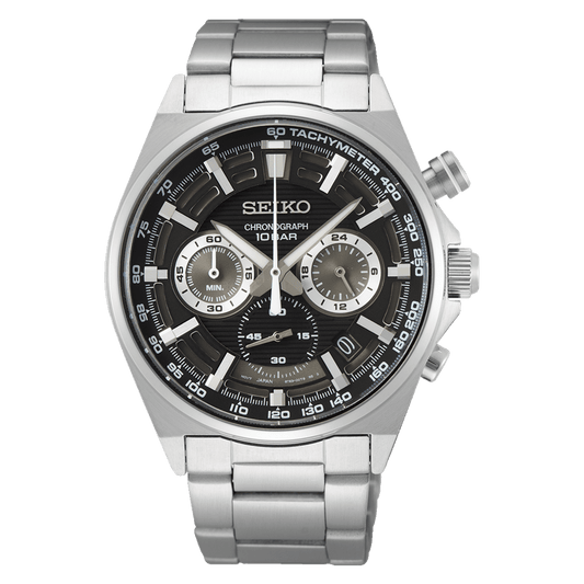 Montre SEIKO Sport Chrono Acier noir - Seiko - Bijouterie TAMARA