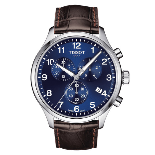 Montre TISSOT Chrono XL Classic Cuir marron bleu - Tissot - Bijouterie TAMARA