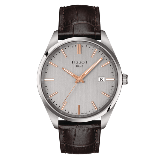 Montre TISSOT PR100 Acier Cuir marron Argenté 40mm - Tissot - Bijouterie TAMARA