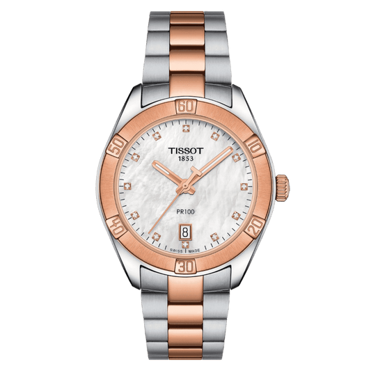 Montre TISSOT PR100 Bicolore Nacre blanche - Tissot - Bijouterie TAMARA