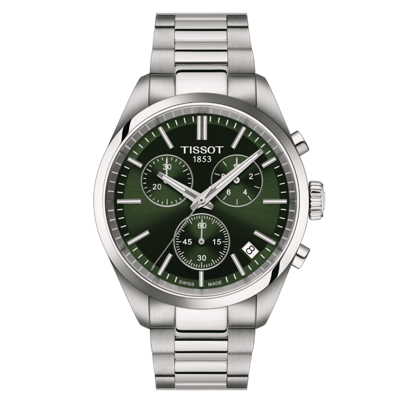 Montre TISSOT PR100 Chrono Acier Vert 40mm - Tissot - Bijouterie TAMARA