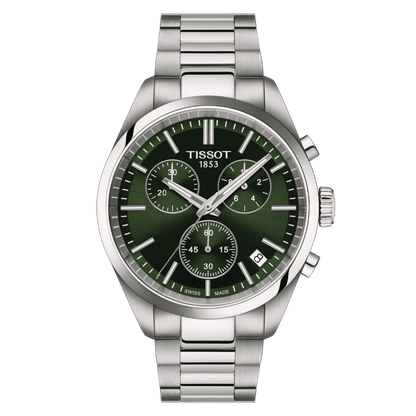 Montre TISSOT PR100 Chrono Acier Vert 40mm - Tissot - Bijouterie TAMARA